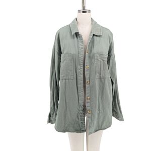 Thread & Supply Sage Green Button-Down Utility Shirt Jacket